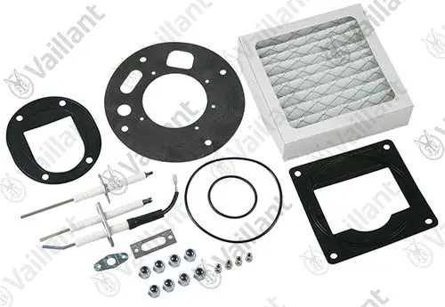 Vaillant Wartungsset mit verschiedenen Dichtungen, Sensoren und Befestigungselementen, geeignet für bestimmte Modelle der ecoCRAFT-Serie.